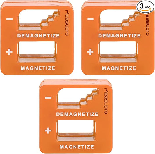 Demagnetizer and Magnetizer for Screwdrivers Tips, Bits, and Small Tools, Large or Big Screws, Drills, Drill Bits, Sockets, Nuts, Bolts, Nails and Precision Construction, Orange - 3 Pack