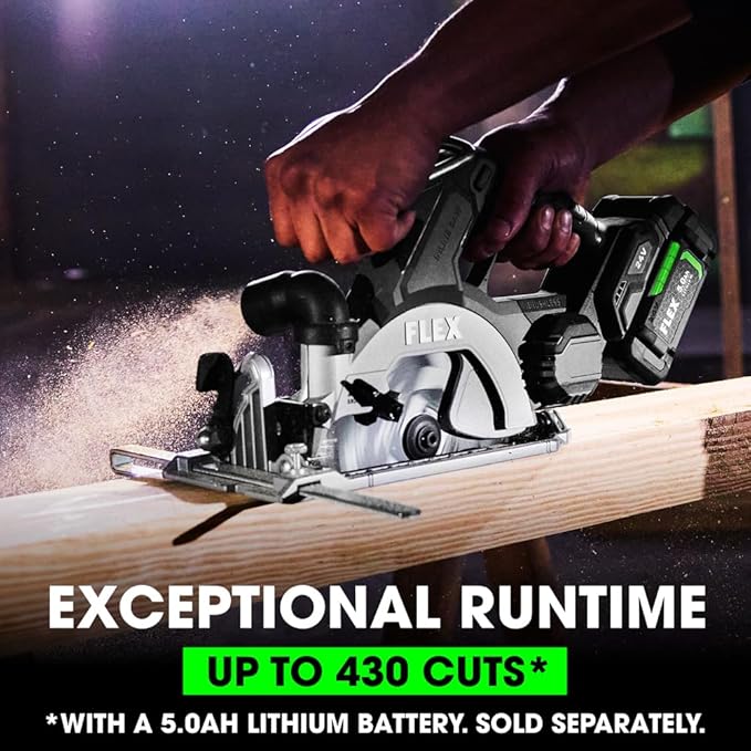 FLEX 24V Brushless Cordless 6-1/2-Inch In-Line Circular Saw Tool Only, Battery and Charger Not Included - FX2131A-Z, Grey/Black