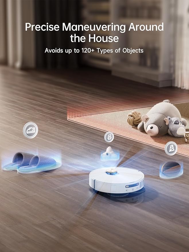 DREAME X40 Ultra Robotic Vacuum with Removable & Liftable Mop, 12,000Pa Suction, Side Brush Extensive Cleaning, 158째F Mop & Washboard Self Cleaning, Auto-Empty, Auto Refill, liftable Brushes White