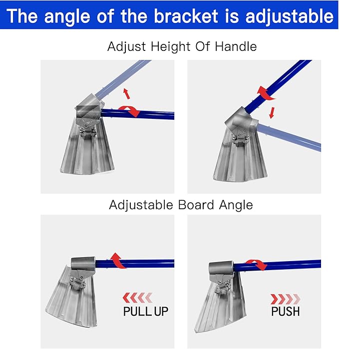 Bull Float Aluminum Magnesium Alloy Concrete Float 48"x8" Round End Board Kit trowel Tool Cement Tools Float Bracket Concrete Tools Finishing With 57" Handle x4 VOYAR