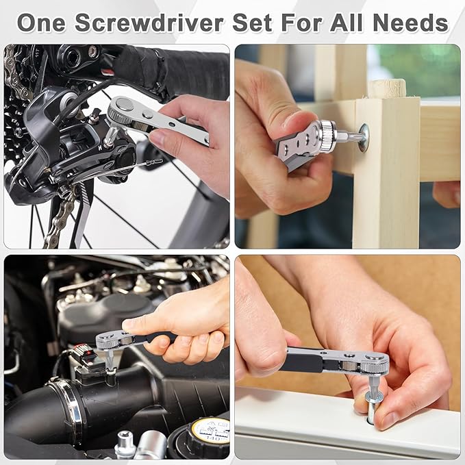 10-In-1 Angled Ratchet Screwdriver Set竊?0 Degree Right Angle, Angled and Offset Screwdrivers for Tight Spaces. Practical, Multifunctional, Professional Mini Ratchet Set