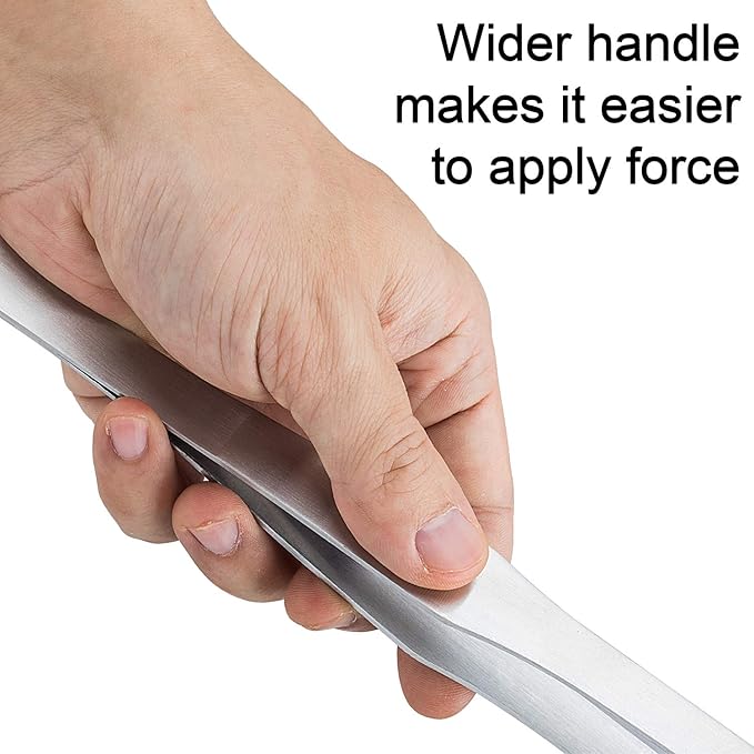 OIIKI 15 inch Curved Aquarium Tweezers, Stainless Steel Polished Tongs Tweezers with Precision Serrated Tips for Garden, Kitchen, Indoor & Outdoor