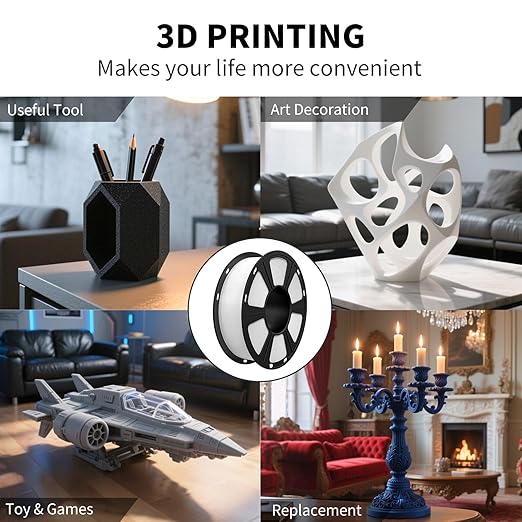 Geeetech PETG Filament 1.75mm, 2kg (4.4lbs) / 2 Pack Upgraded High-Toughness 3D Printer Filament - 짹0.02mm Accuracy, Neatly Wound Durable, Non-Clogging & Non-Stringing (Black + White)