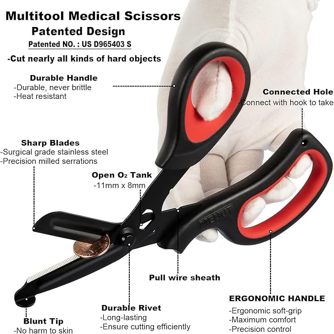 MEUUT 2 Pack Medical Scissors Trauma Shears -8 inch Patented Bandage Scissors Heavy Duty Surgical Grade EMT Scissor for EMT Workers Doctors Nurses