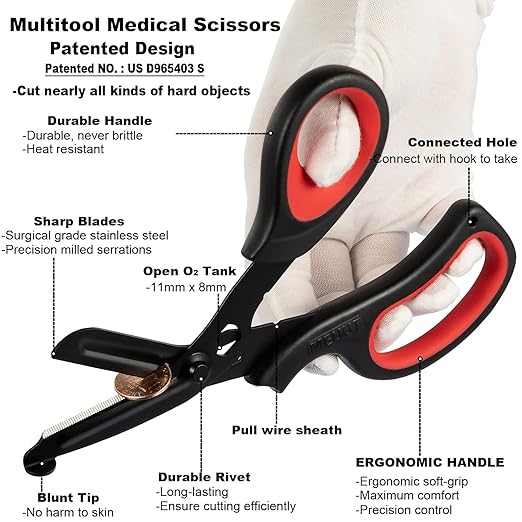 MEUUT 2 Pack Trauma Shears Patented Bandage Scissors - Medical Supplies with 8 inch Heavy Duty Medical Scissors for EMT Workers Nurses