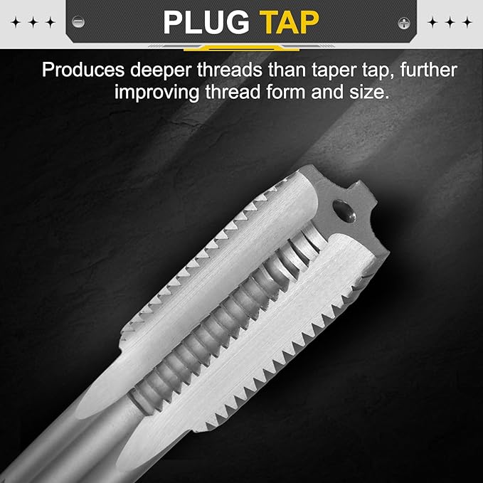 uxcell Hand Plug Tap 3/4"-12 BSF 2B Thread Plug Style Taps Straight Flute Screw Tapping Threading Tool High Speed Steel HSS6542