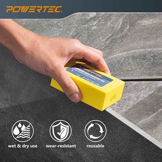 POWERTEC Diamond Hand Polishing Pads 60 Grits 1Pack, Diamond Sanding Block for Polishing and Grinding Porcelain, Ceramic Tile, Glass, Granite, Stone, Wood & Metal (71904)