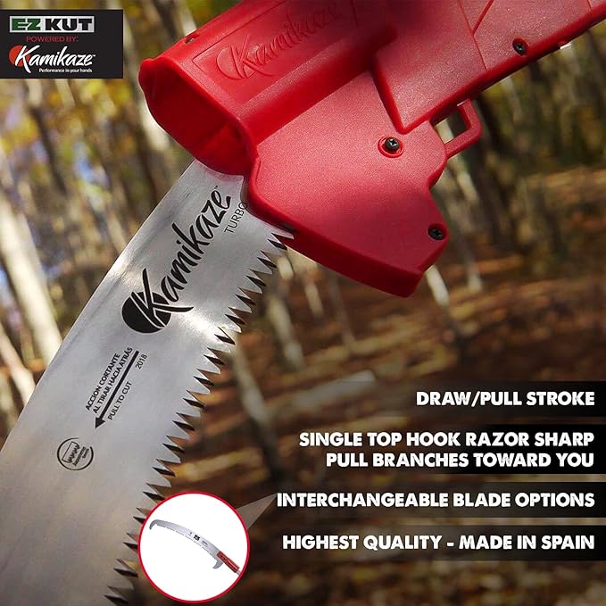 EZ Kut Professional Pole Saw 20??Extendable - Manual Pole Saw for Tree Trimming. Branch Cutter with Double Hook for Branch Removal - Best Tree Pruner. Tree trimmer pole saw. Since 1988