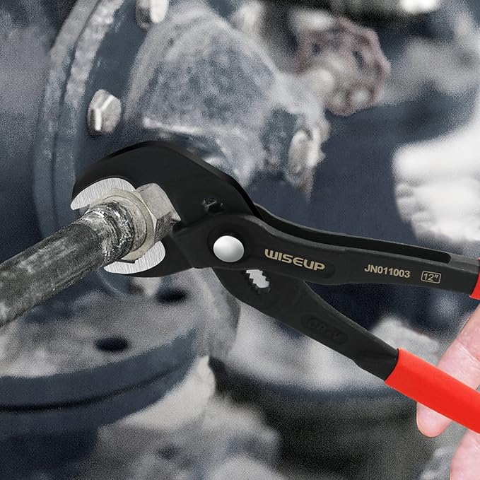 WISEUP Groove Joint Pliers Set - Fast Adjustable 7 & 10 Inch Water Pumper With Smooth Jaw - Tongue and Groove Wrench for Channel Home Repair, Gripping Nuts, Bolts, Pipe