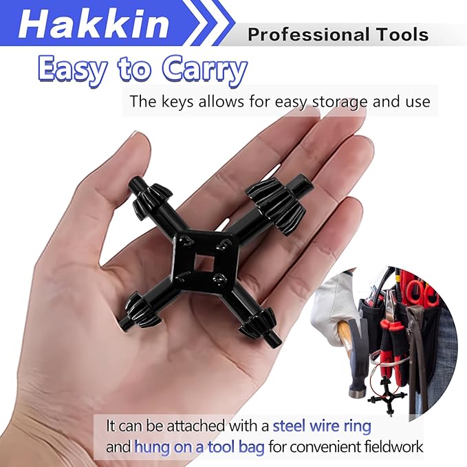 Hakkin 4 in 1 Drills Chuck Key Wrench, 1/4”, 3/8”, 1/2”, 5/8”, 3/4”, 1” Sizes Universal 4 Way Chuck Key, Replacement Tool for Electric Drills, Impact Drivers, Tightening and Loosening Chuck (Size L)