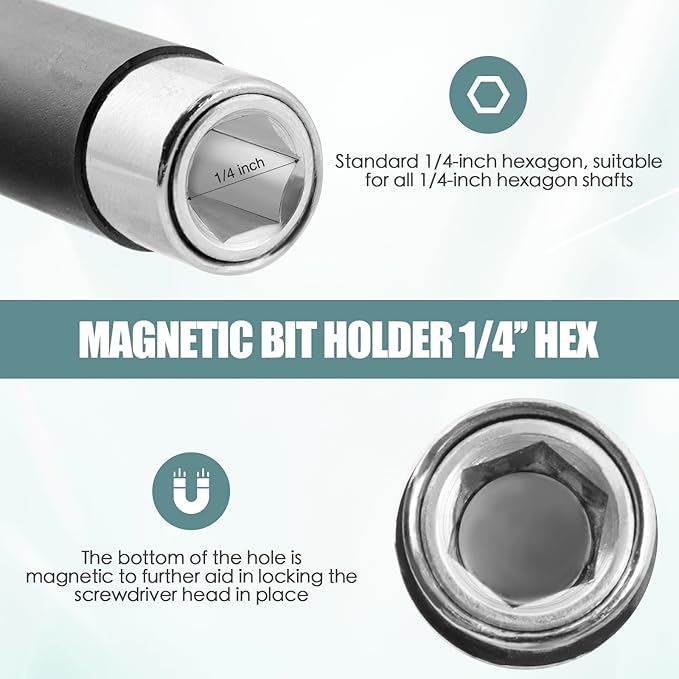 Drill Bit Holder 3.1/4.7?쇺? Drill Bit Extension 5 Pcs, Magnetic Bit Holder 1/4?쇺?Hex, Drill Extension Bit Holder Carbon Steel with Telescopic Sleeve for Screwdriver Bit Nut Socket by XIOGZAXI