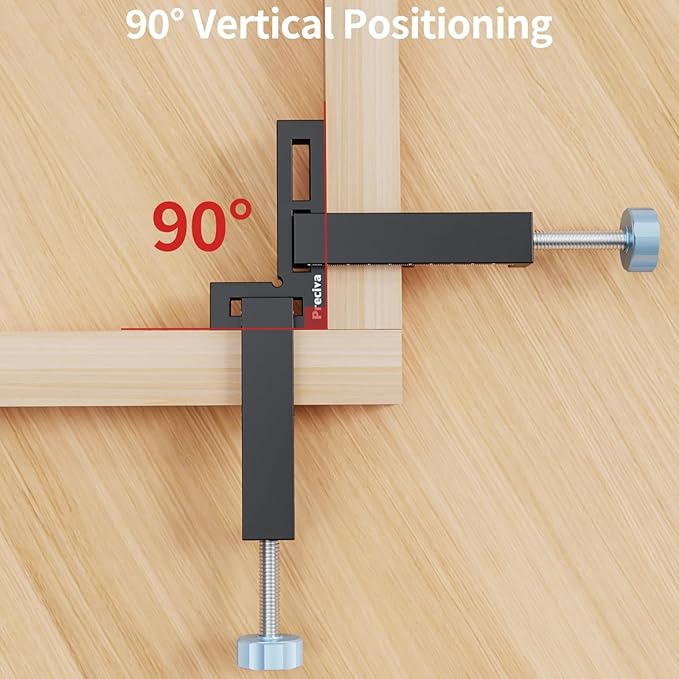 Preciva Corner Clamps for Woodworking, 90 Degree Positioning Squares with 4 C-Clamps, High-Strength Aluminum Alloy for Perfect Right Angle on Cabinets, Frames, Drawers (black-1)