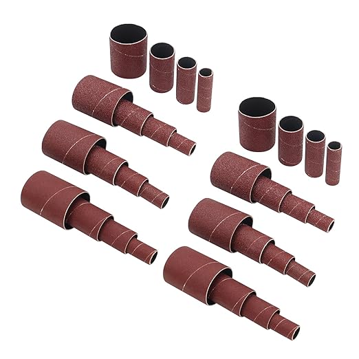 32 Pack Spindle Sander Sleeves, 2”Length, 1/2”,3/4”,1”,1-1/2” Diameter Sanding Sleeves Set for Drill,40 80 120 240 Grit