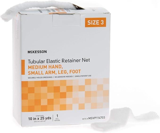 McKesson Tubular Elastic Retainer Net Dressing, Non-Sterile, Hand, Arm, Leg, Foot, Size 3, 10 in x 25 yd, 1 Count, 1 Pack