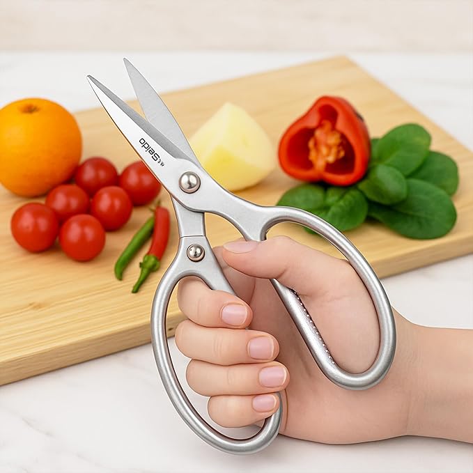 Seido Knives Stainless Steel Kitchen Scissors | Multi-Purpose Shears for Meat, Poultry, and BBQ - Rust-Proof, Dishwasher Safe, Professional-Grade Cooking Shears | Easy-Cleaning Powerhouse Tool