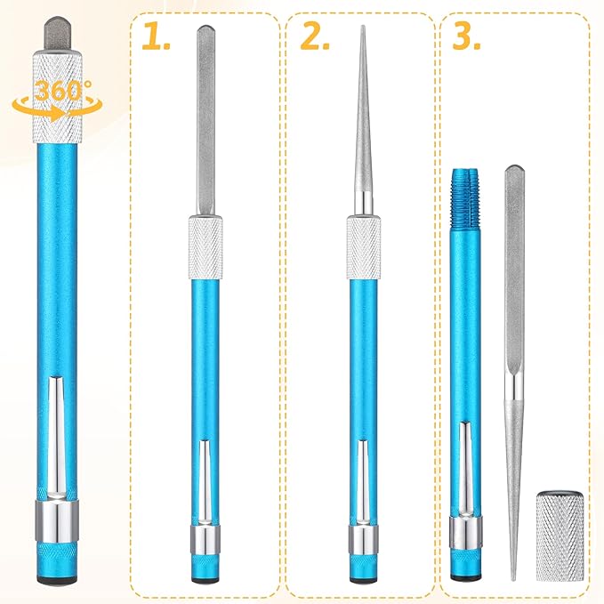 2 Pieces Diamond Retractable Knife Sharpener Serrated Knife Sharpener Steel Sharpening Rod Multifunctional Knives Sharpening Tool for Kitchen Outdoor Serrated Fishing Hunting Stick Tools