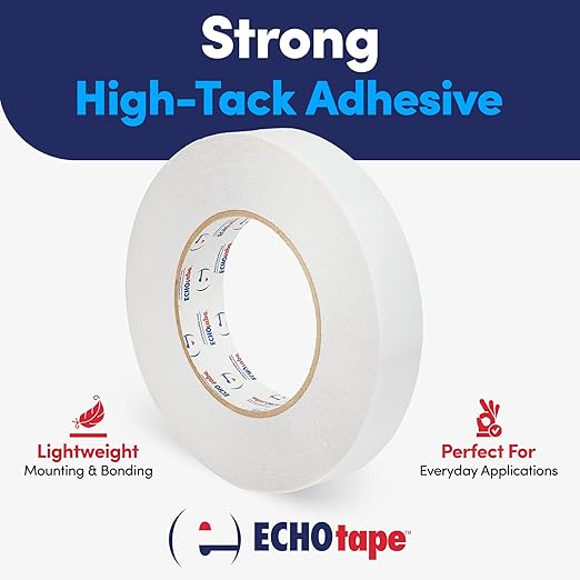 ECHOtape DC-M158A | Double-sided Tape | Double-sided Tape for Lightweight Mounting, Bonding | Thin Double-sided Tape | Clear Double-sided Tape | Indoor/Outdoor Double-sided Tape | 1.89 in x 54.6 yds