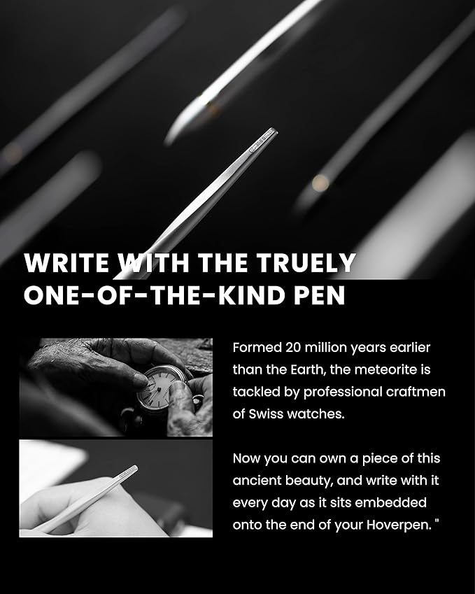 Novium Hoverpen 2.0 Interstellar Edition - Space Black, Unisex, Ballpoint Pen, 23.5 Degree Angle, Schmidt Ballpoint Refill, No Spills, No Spotting, No Explosions