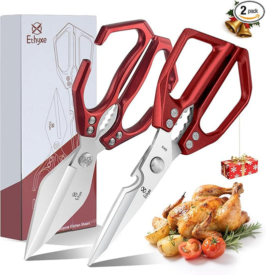 Kitchen Scissors Set Upgraded - Heavy Duty Stainless Steel Kitchen Shears, Sharp Poultry Scissors for Meat, Chicken Bones, and Turkey, Dishwasher Safe
