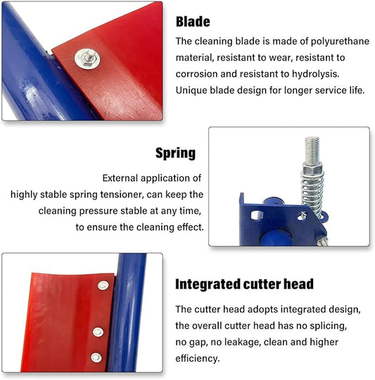 Polyurethane Scraper 23.6" Blade Width H-shape Single Conveyor Scraper Conveyor Belt Sweeper Cleaner Mud Scraper
