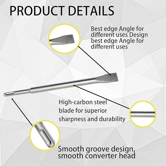 Direko Chisel Set with SDS Plus Shanks, 3 PCS Masonry Concrete Drill Bit Set, Rotary Hammer Drill Chises Home Improvement Tools Kits for Concrete Stone Tile Floor Removal Home Improvement