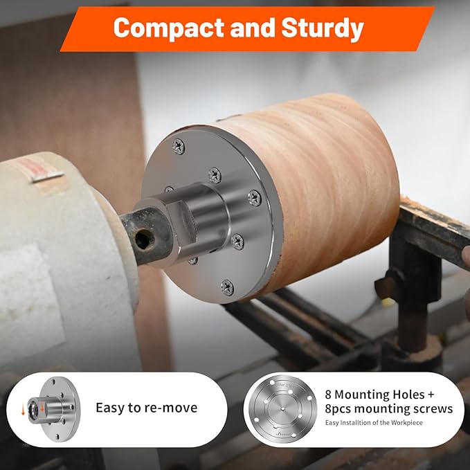 4" Steel Wood Lathe Faceplate,Faceplate for Wood Lathe,Lathe Face Plate Fit for 1" x 8TPI Spindle with Screwchuck