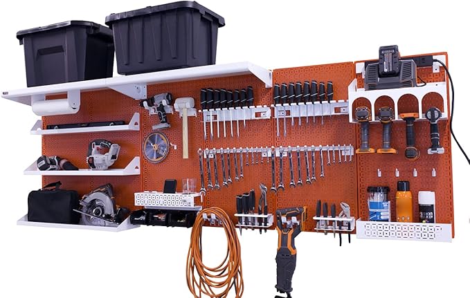 OmniWall Weekend Warrior Ultimate Tool Kit-96" x 32" Metal Pegboard Wall Storage System Blue/Black