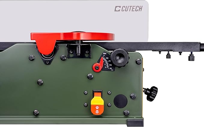 Cutech 401120HI-IF 12-Inch Spiral Cutterhead Benchtop Jointer with Cast Iron Tables, 24 TC Inserts, Extra Large 24" x 6" Cast Iron Fence, Additional 8쩍" Fence Enhancement Brackets, and a 12-amp Motor