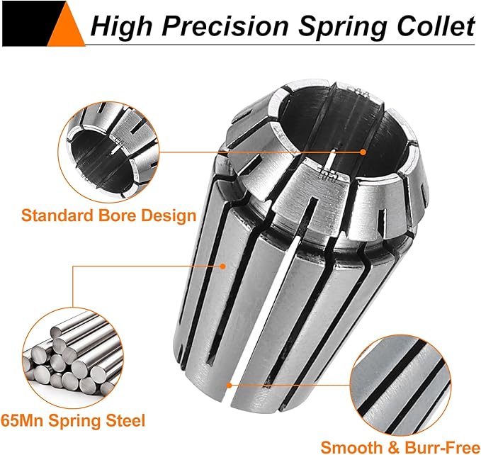 HARFINGTON Spring Collet Chuck ER20 13.5mm 65Mn Spring Steel Precision Router Collets for CNC Engraving Milling Lathe Tool