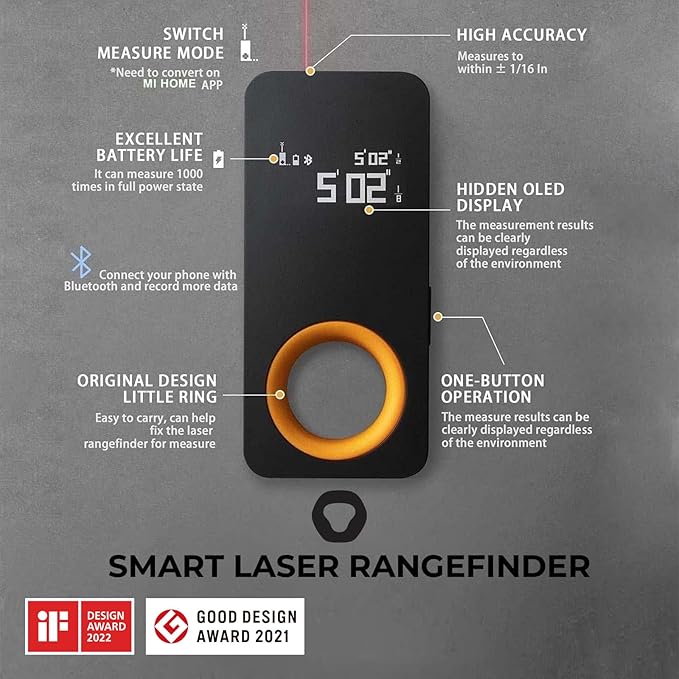 HOTO Laser Measuring Tool, Pocket-Size 98Ft Digital Laser Tape Measure 짹2mm Accuracy, USB-C Rechargeable, OLED Display, Ft/M/in Unit Conversion, Real-time Data Sync, Cool Gadgets for Men & Home Use