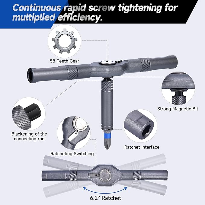 34-in-1 Magnetic Screwdriver Set with Ratcheting Handle,Magnetic Extension & 32 Precision Bits,Portable MultiTool Gadgets for Electronics,Furniture,Bicycle, DIY Repair Kit