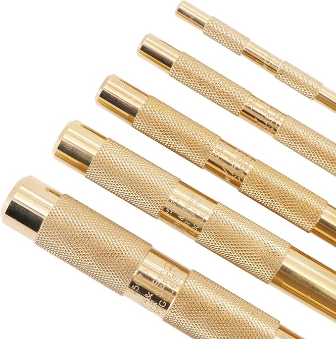 5 Brass Drift Punch Set, Hand Tool Punches Tools for Home use 1/4-Inch 3/8-Inch 1/2-Inch 5/8-Inch 3/4-Inch 1/4'' 3/8'' 1/2'' 5/8'' 3/4'' 5 Pc. Replace 67003-MAI 045256670034