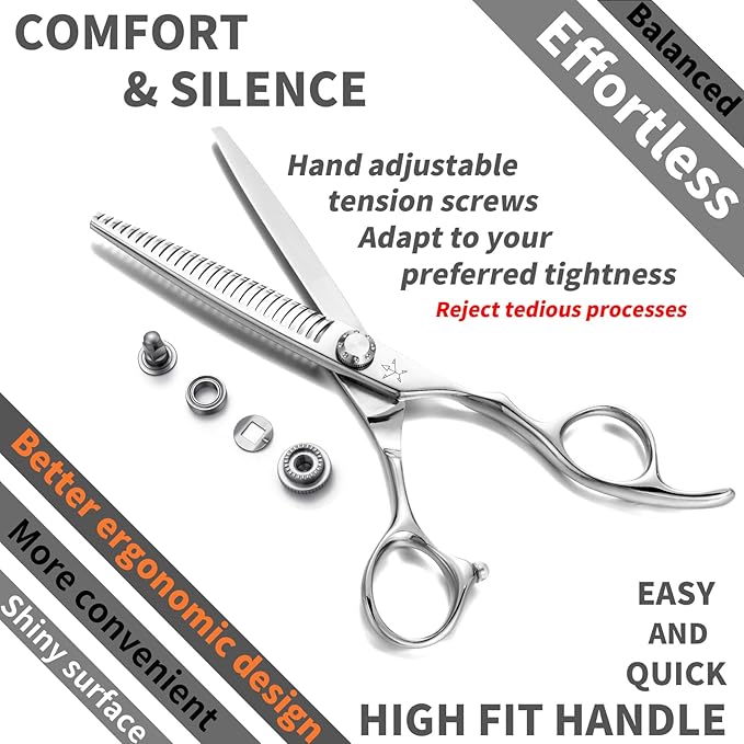 High-end Professional Hair Thinning Scissors Hair Cutting Teeth Shears Barber Hairdressing Texturizing Scissor Extremely Very Sharp 6.25 Inch Stainless Steel Alloy For Men,Women,Salon & Home