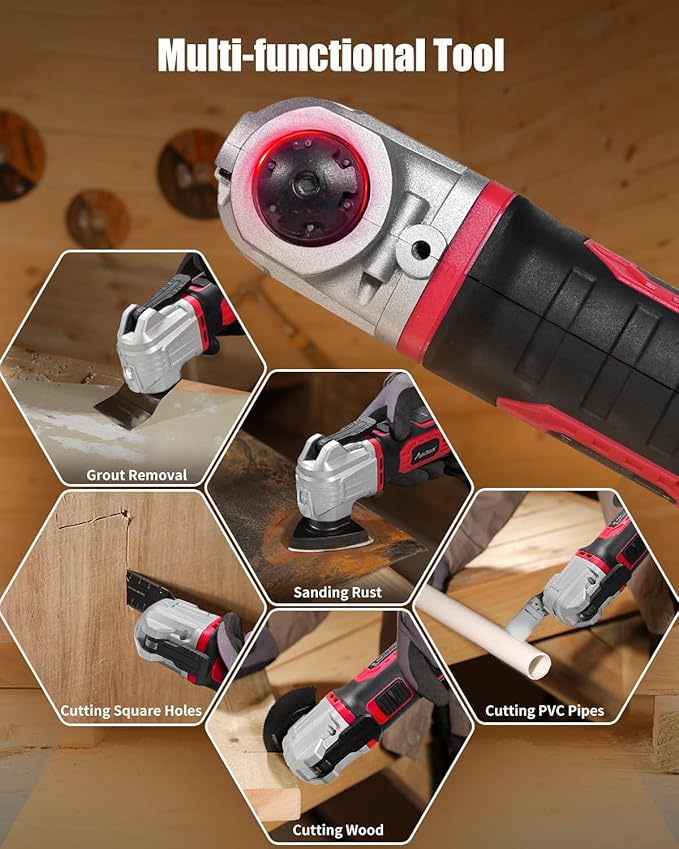 AVID POWER Cordless Oscillating Tool 20V Battery Powered Oscillating Multitool with 2.8째 Oscillation Angle, Variable Speed Oscillating Saw w/ 31Pcs Accessories for Scraping/Cutting & Sanding