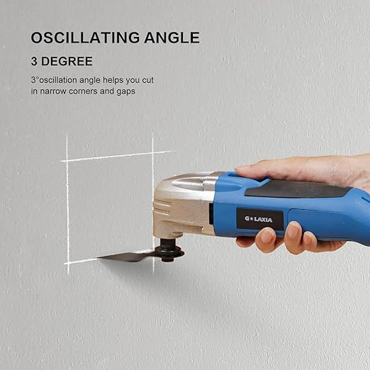 Oscillating Tool, 1.6A Oscillating Multi Tool with with Tool Bag, 3째 Oscillation Angle, 12 Piece Accessories Scraping, Grinding, Sanding, Cutting