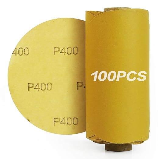 PSA Sanding Discs 6 Inch Adhesive Backed Sandpaper 100 Pack 400 Grit Self Adhesive Sanding Discs for DA Sander Self Stick for Wood, Auto Body Repair, Paint, Metal, and Plastic