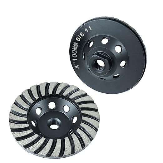2pcs - 4" Concrete Diamond Cup Wheel Grinding with 5/8"-11 Arbor 30 Grit, Turbo Diamond Angle Grinder Wheels Steel Based for Concrete Granite Marble Masonry Brick