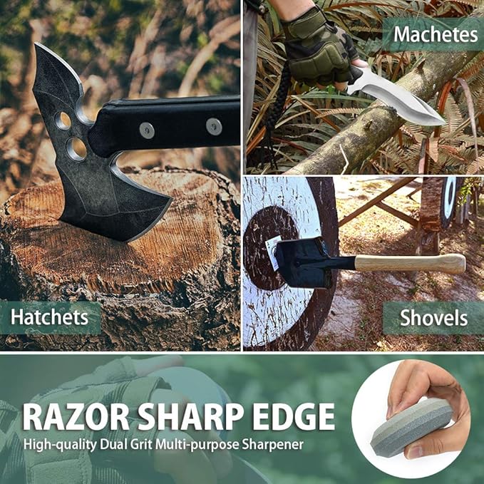 NedFoss Axe/Hatchet Sharpening Puck Whetstone Knife Sharpening Stone, Dual Grit Multi-Purpose Sharpener with Sheath