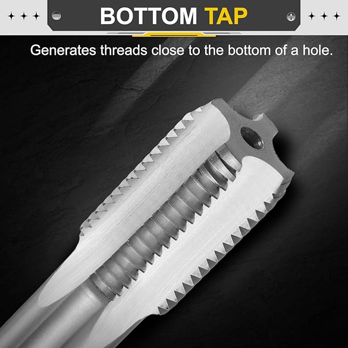 uxcell Hand Bottom Tap 11/16"-14 BSF 2B Thread Bottoming Style Threading Taps High Speed Steel HSS6542 Straight Flutes Screw Tapping Tool