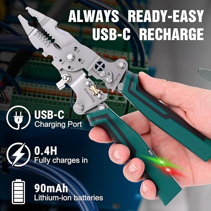 Multi-Function Foldable Wire Stripper, Multifunctional Professional Electrician's Pliers with Voltage Tester, 14-in-1 Wire Stripper & Tester for Stripping, Peeling, Cutting, Shearing