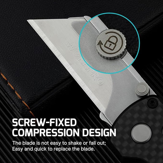 OKNIFE Otacle U1 Folding Pocket Utility Knife, Quick Change Box Cutter with Rail Lock, EDC Razor Knife with Pocket Clip for Office, Factory (Black)