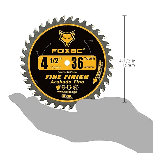 FOXBC 4-1/2 Inch Trim Circular Saw Blade 36 Tooth Fine Finish Wood Cutting with 3/8-Inch Arbor