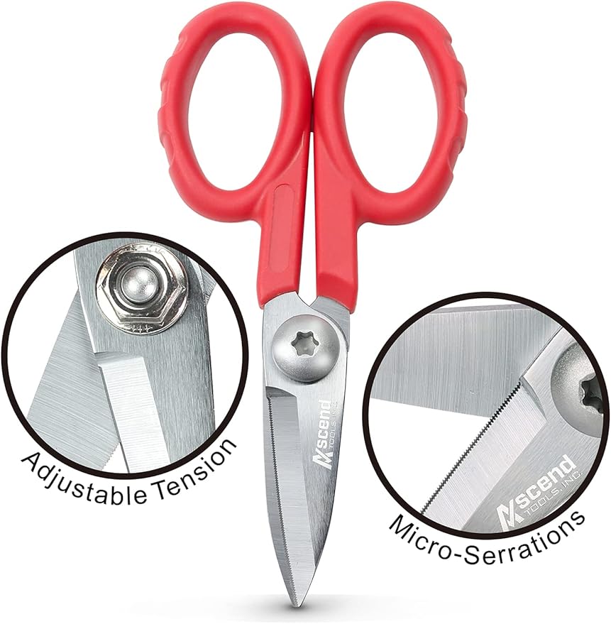 Ascend Tools 5-1/2 inch Carbon Steel Shears - Kevlar, Dyneema, Vectran, Spectra, Technora, Nomex, Innegra, Dacron, Fiberglass, Carbon Fiber, Fiber Optic Kevlar Shears