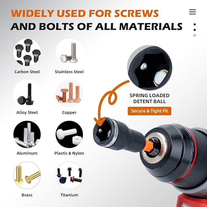 16Pcs Magnetic Nut Driver Set, Nut Driver Set for Impact Drill, 1/4" Quick-Change Hex Shank | SAE & Metric | Cr-V Steel, Impact Nut Driver Set, Nut Drivers for Stainless Steel Bolts