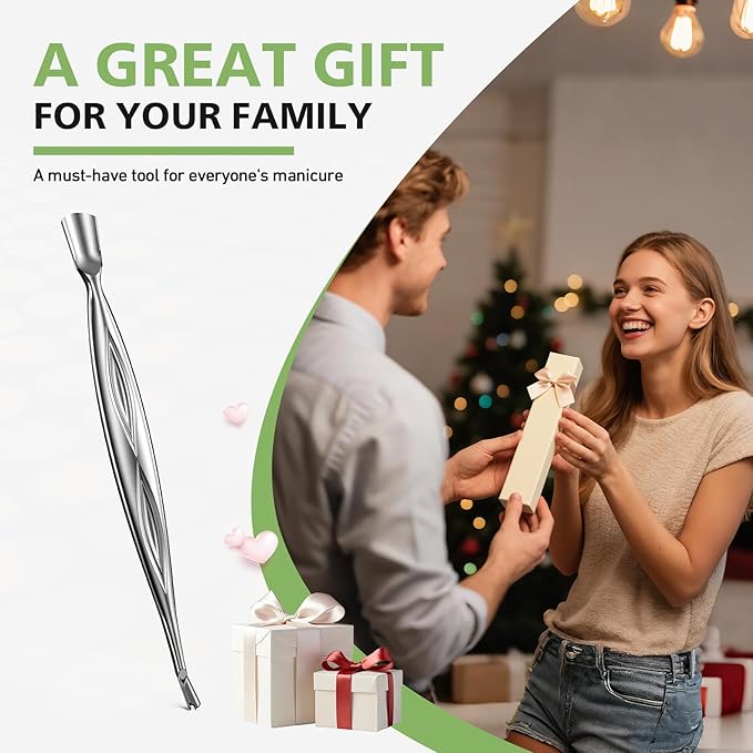 BALUCA 2-in-1 Cuticle Pusher & Trimmer with Fork ??Professional Stainless Steel Nail Cuticle Remover Tool for Pain-Free Manicure & Pedicure ??Durable Metal Cuticle Nippers and Scraper, Silver