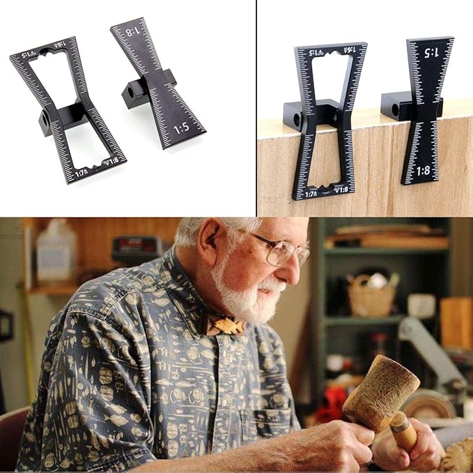 2 PCS Dovetail Marker Guide, Aluminum Alloy Dovetail Marking Jig Precise Wood Dovetail Tools, Dovetail Guide with 1:5, 1:6, 1:7 and 1:8 Slopes for Both Softwood or Hardwood Applications