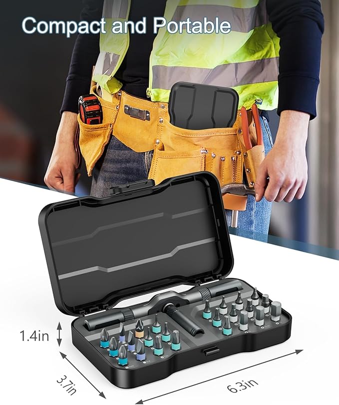Upgraded 24 in 1 Ratchet Screwdriver Set, Magnetic Screwdriver Set, T Handle Multi Bit DIY Repair Tool Kit with Storage Case for Men Furniture, Computer, Bicycle and DIY Free Combination