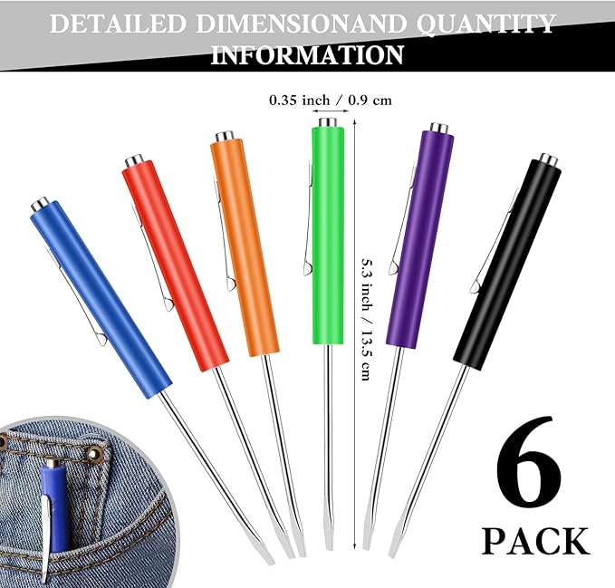 6 Pieces Pocket Screwdriver Mini Tops And magnetic pocket screwdriver with A Single Blade Head for Mechanical, Electrician (Colorful)