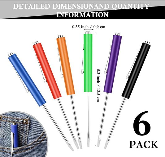 6 Pieces Pocket Screwdriver Mini Tops And magnetic pocket screwdriver with A Single Blade Head for Mechanical, Electrician (Colorful)