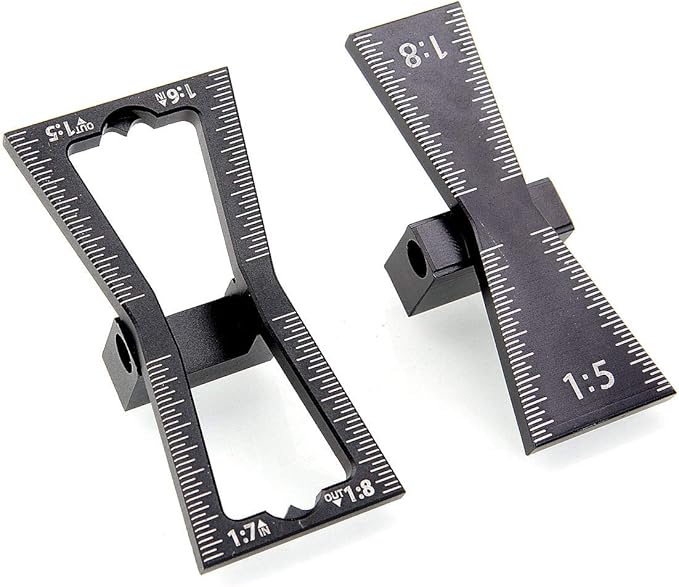 2 PCS Dovetail Marker Guide, Aluminum Alloy Dovetail Marking Jig Precise Wood Dovetail Tools, Dovetail Guide with 1:5, 1:6, 1:7 and 1:8 Slopes for Both Softwood or Hardwood Applications